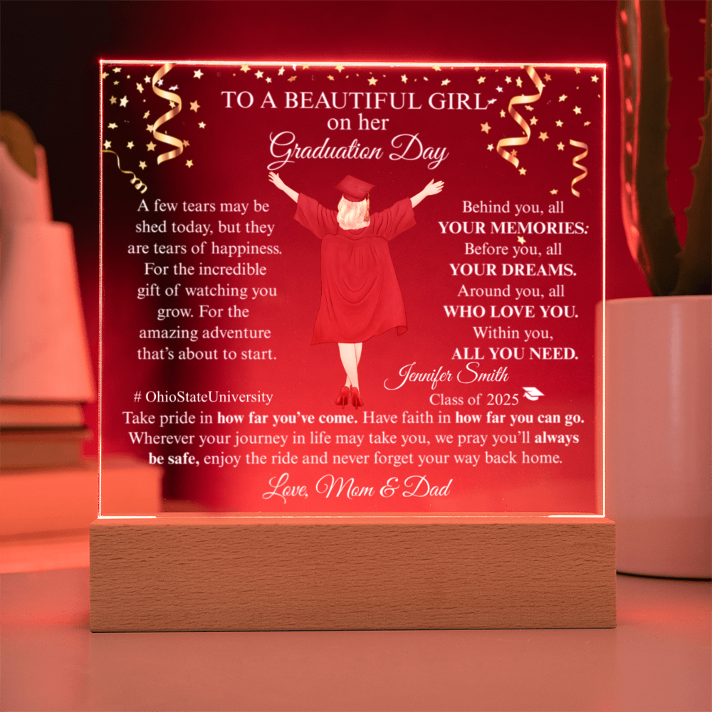 Graduation Gifts For Her - Family Personalized Custom Shaped LED Light- Acrylic Plaque