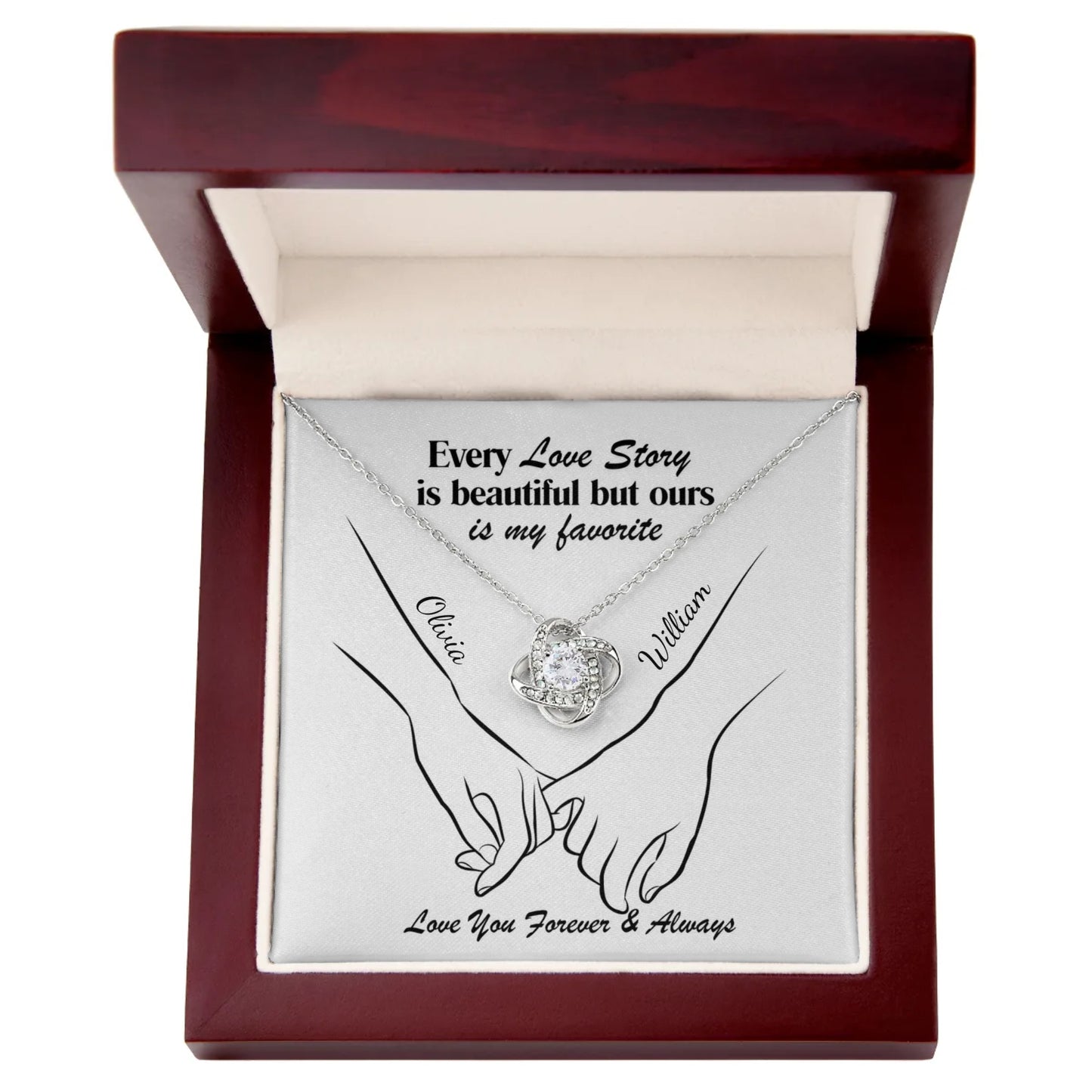 Gift For Her-Couple's Love Story- Personalized Love Knot Necklace-Anniversary