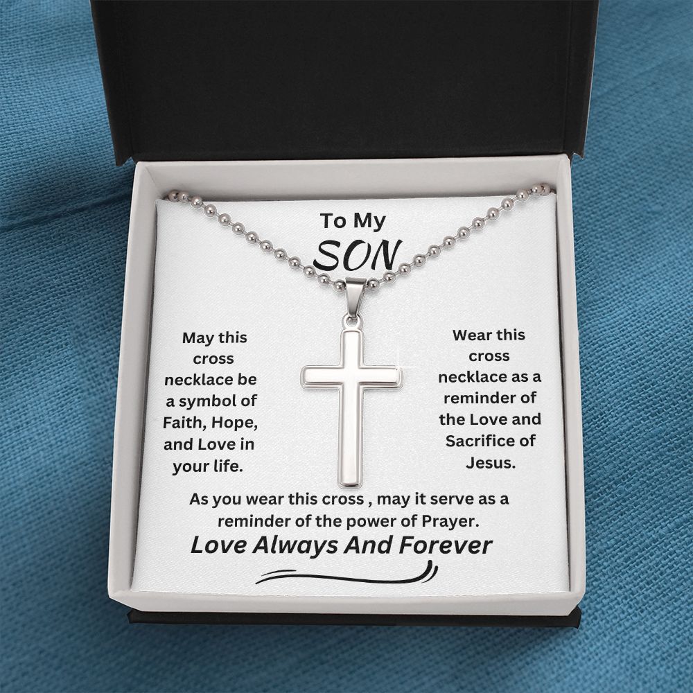 Gift For Son-Faith, Hope, Love- Cross Necklace