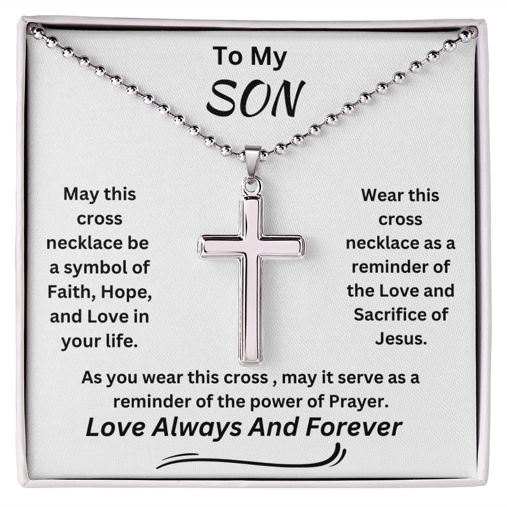 Gift For Son-Faith, Hope, Love- Cross Necklace