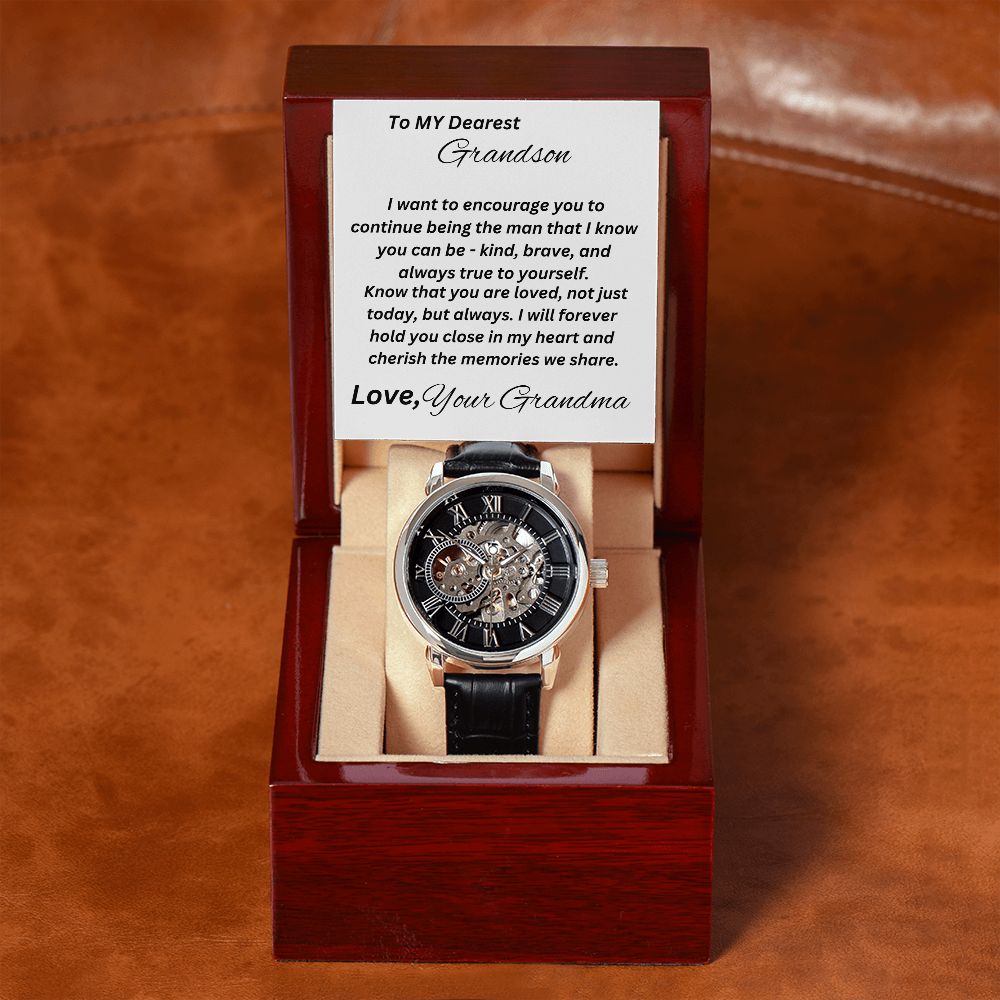 Gift For Grandson-Cherish The Memories We Have-Men's Openwork Watch
