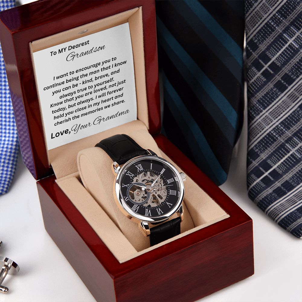 Gift For Grandson-Cherish The Memories We Have-Men's Openwork Watch