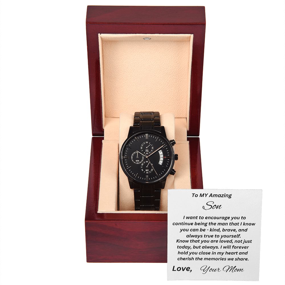 Gift For Son-Never Forget You Are Loved-Black Chronograph Watch