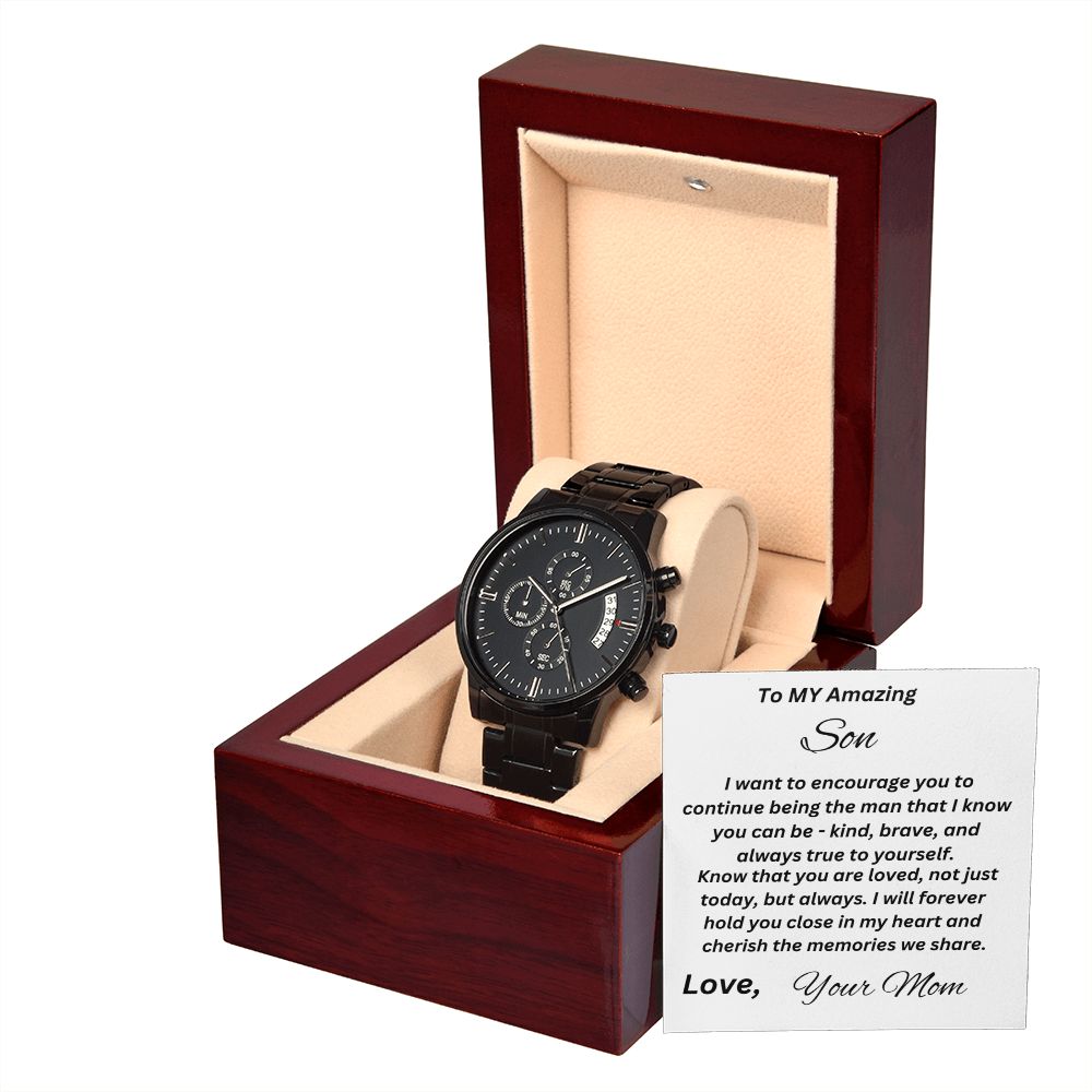 Gift For Son-Never Forget You Are Loved-Black Chronograph Watch