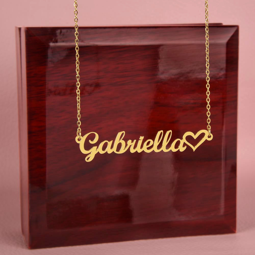 Gift For Mom- Best Dog Mom Ever- Heart Name Necklace