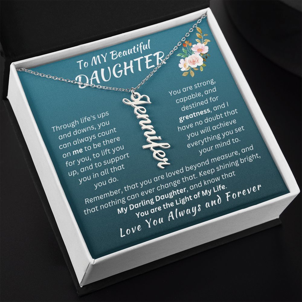 Gift For Daughter - Loved Beyond Measure- Personalized Vertical Name Necklace