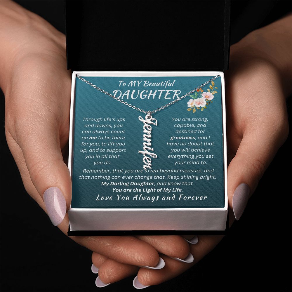 Gift For Daughter - Loved Beyond Measure- Personalized Vertical Name Necklace