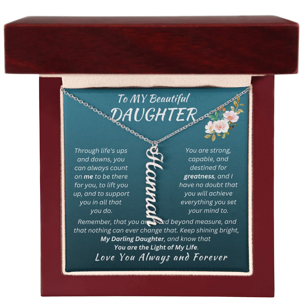 Gift For Daughter - Loved Beyond Measure- Personalized Vertical Name Necklace