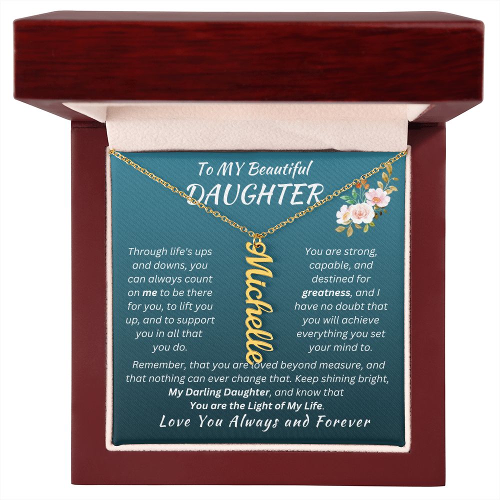 Gift For Daughter - Loved Beyond Measure- Personalized Vertical Name Necklace