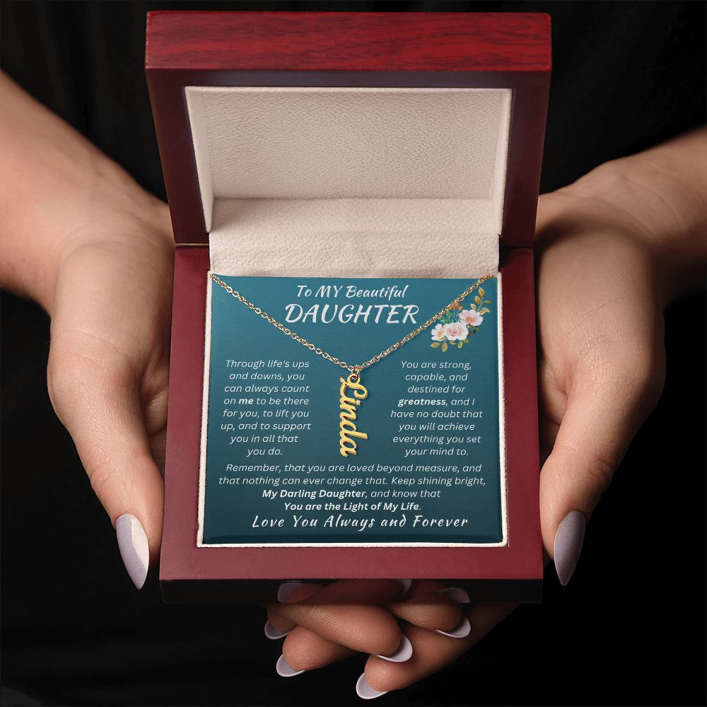 Gift For Daughter - Loved Beyond Measure- Personalized Vertical Name Necklace