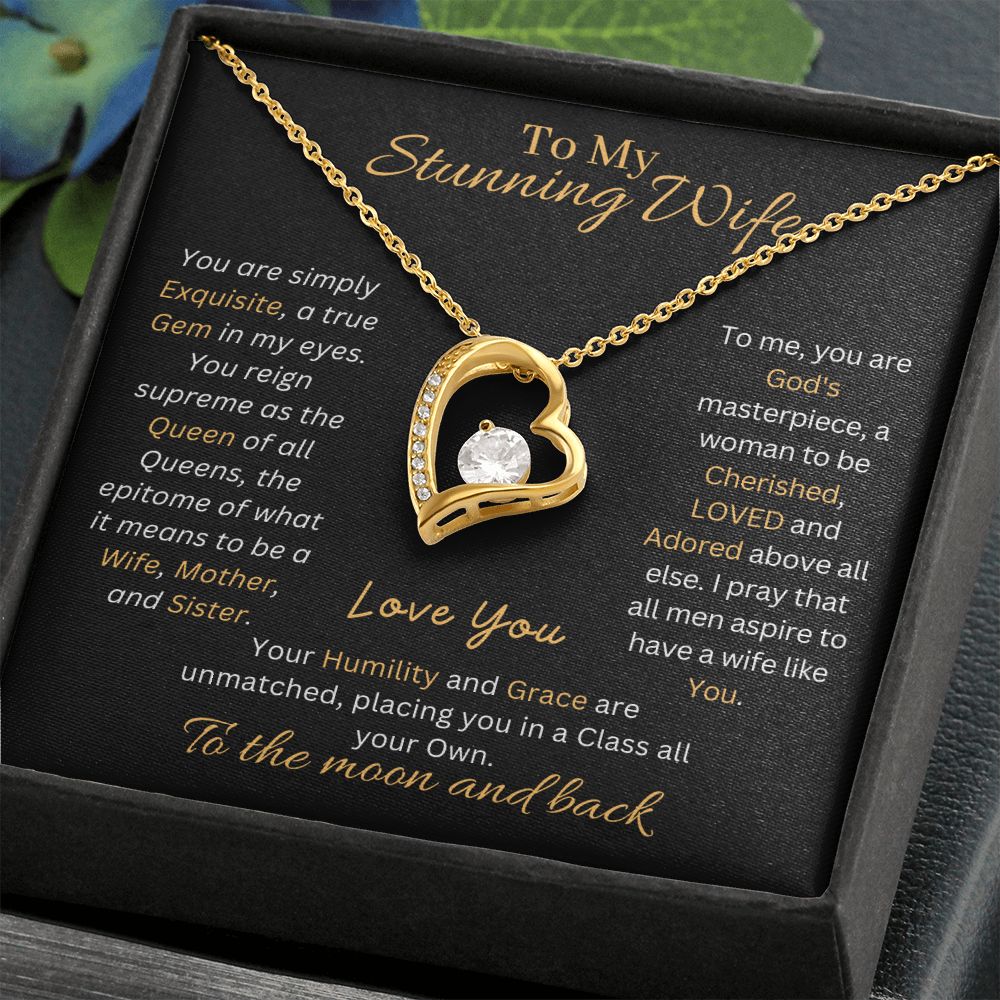 Gift For My Wife-A Woman To Be Cherished And Loved- Forever Love Heart Necklace