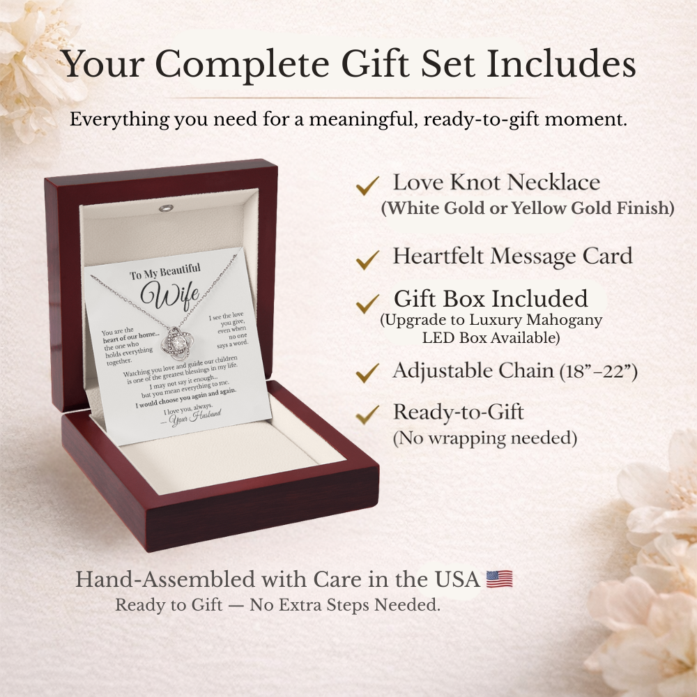 To My Beautiful Wife – Love Knot Necklace Gift from Husband