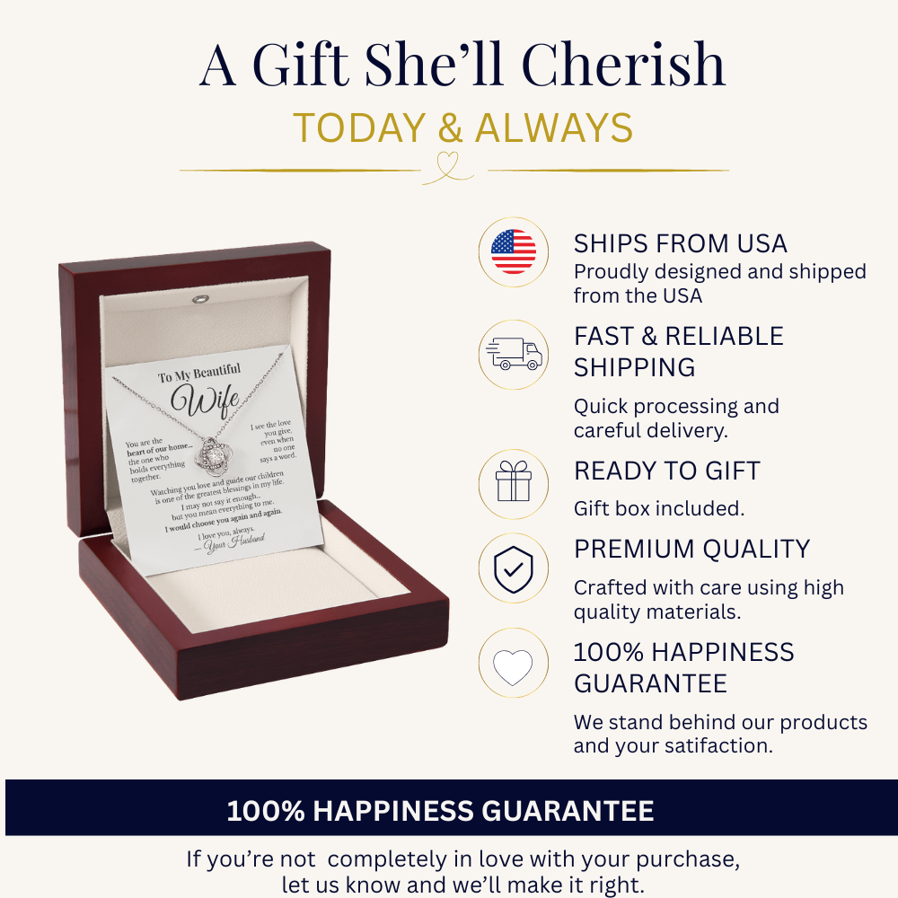 To My Beautiful Wife | Love Knot Necklace