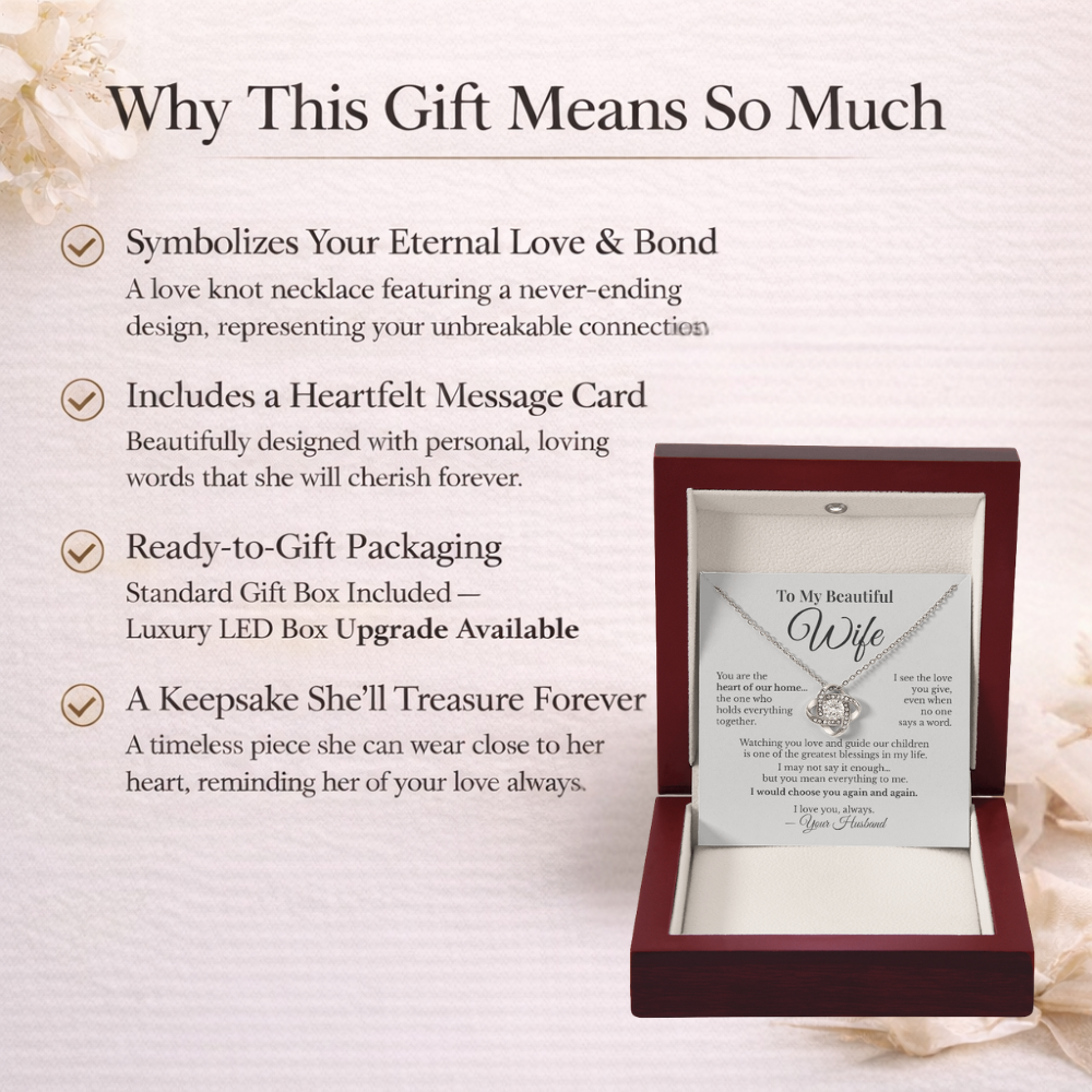 To My Beautiful Wife – Love Knot Necklace Gift from Husband