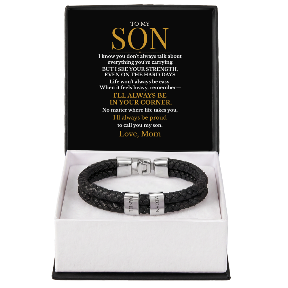 To My Son – Always in Your Corner Personalized Braided Bracelet