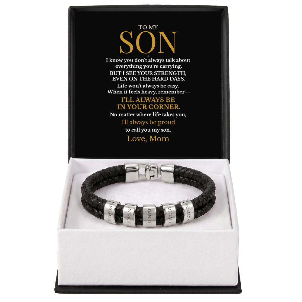 To My Son – Always in Your Corner Personalized Braided Bracelet