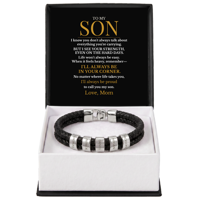To My Son – Always in Your Corner Personalized Braided Bracelet