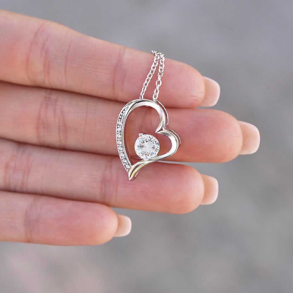 Custom Perfect Picture - Photo Upload- Forever Love Heart Necklace - 14k White Gold Finish