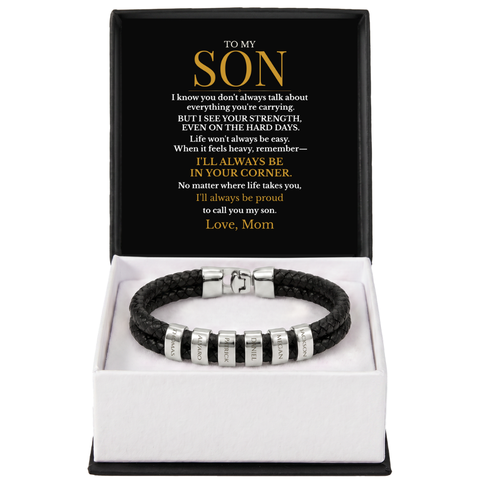 To My Son – Always in Your Corner Personalized Braided Bracelet