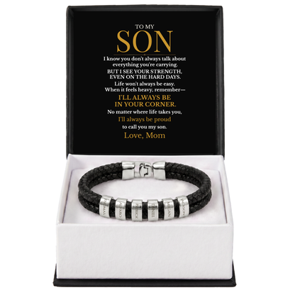 To My Son – Always in Your Corner Personalized Braided Bracelet