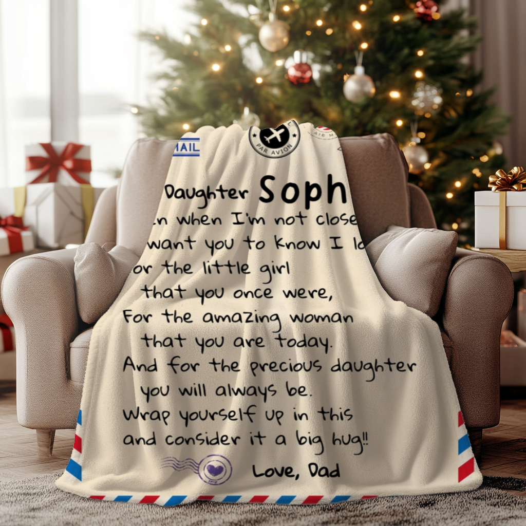 "Sweet Words" Letter To My Daughter- Personalized Fleece Blanket – 50×60