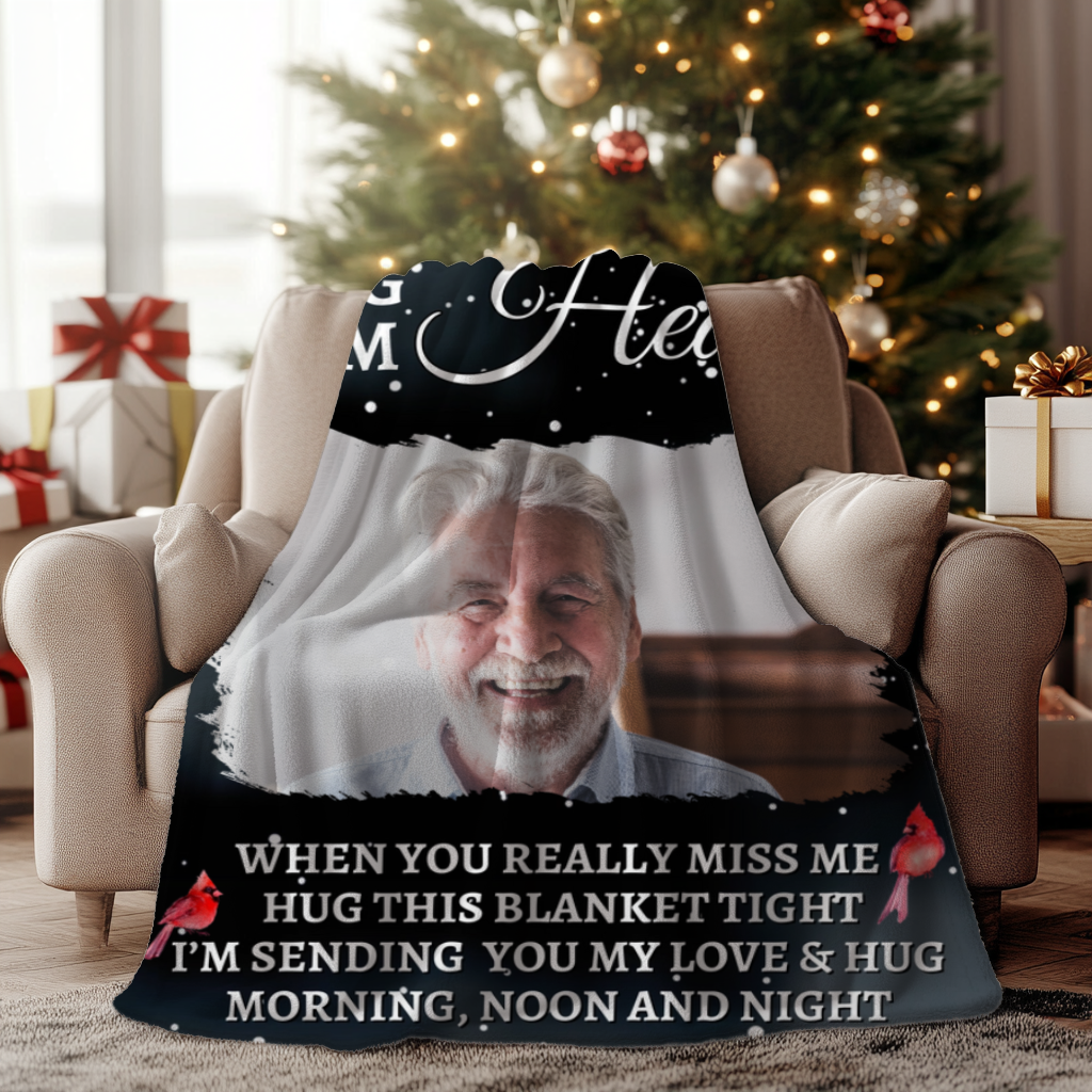 A Hug From Heaven | Personalized Photo Blanket | Gifts For Memorial | Fleece Blanket – 50×60