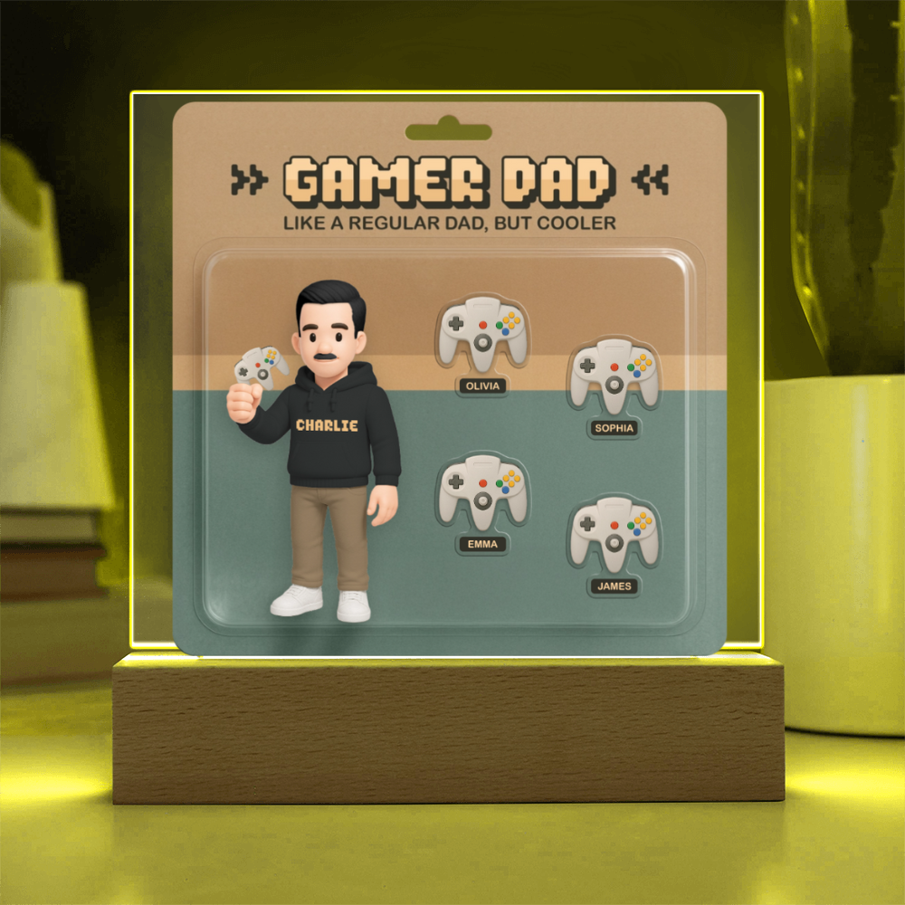 Custom Gamer Dad Acrylic Plaque – “Like a Regular Dad, But Cooler” – Personalized Gift from Kids, Father’s Day Gamer Gift