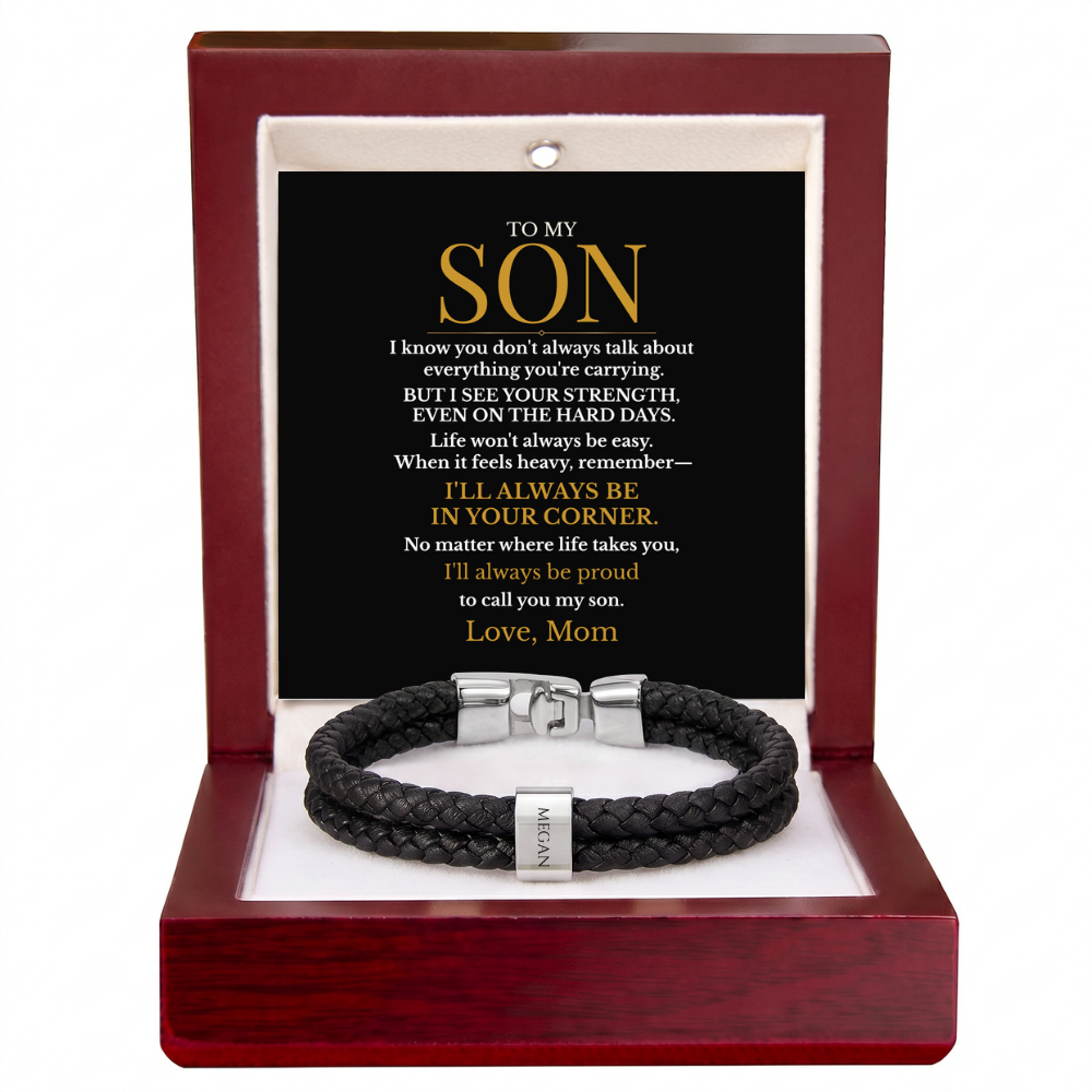 To My Son – Always in Your Corner Personalized Braided Bracelet