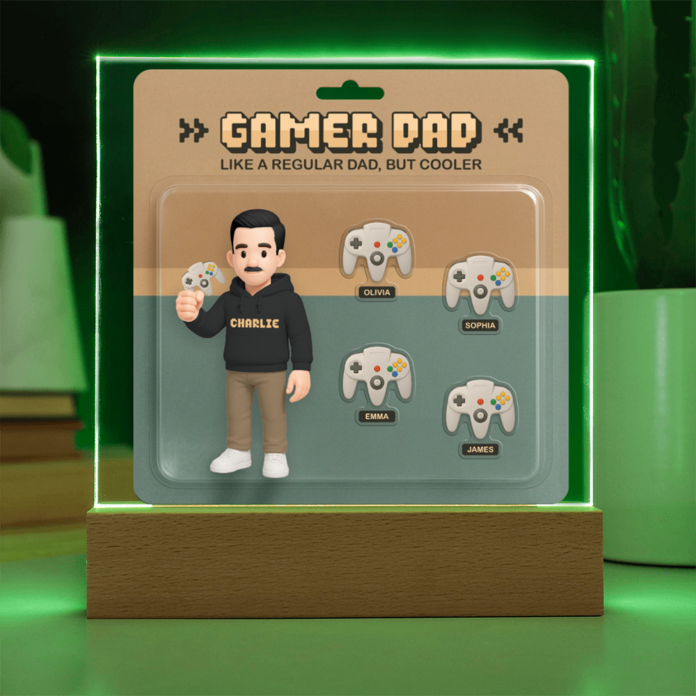 Custom Gamer Dad Acrylic Plaque – “Like a Regular Dad, But Cooler” – Personalized Gift from Kids, Father’s Day Gamer Gift