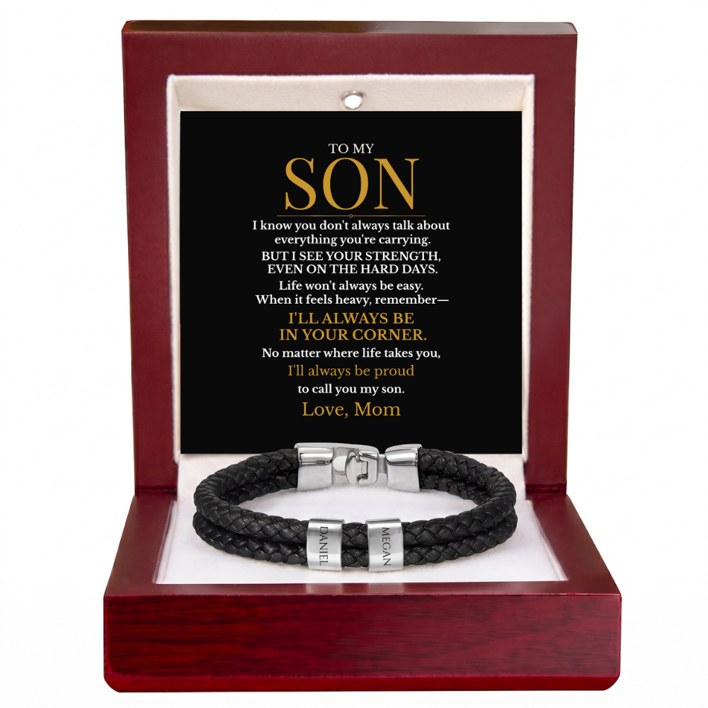 To My Son – Always in Your Corner Personalized Braided Bracelet