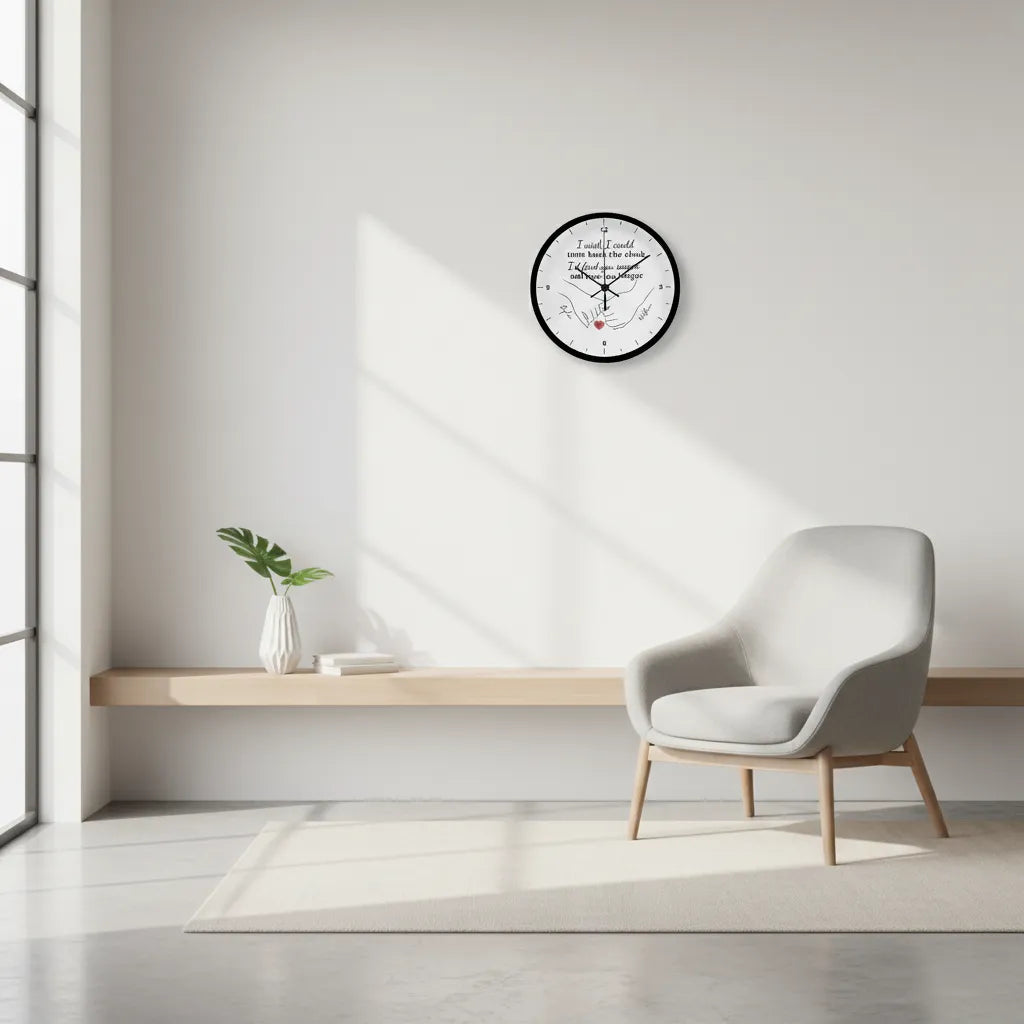 “Turn Back the Clock” Personalized Couple Wall Clock – Custom Names & Hand Illustration | Romantic Gift for Anniversary, Valentine’s Day, or Wedding