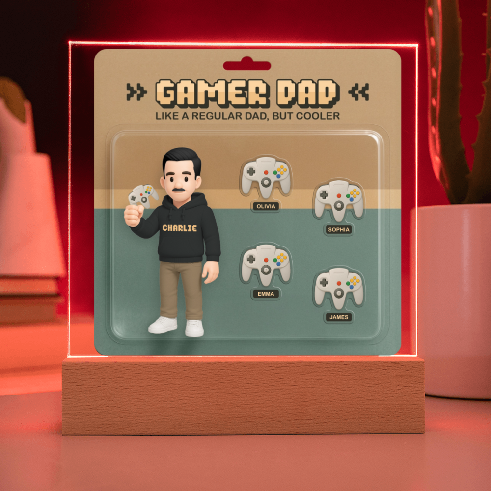 Custom Gamer Dad Acrylic Plaque – “Like a Regular Dad, But Cooler” – Personalized Gift from Kids, Father’s Day Gamer Gift