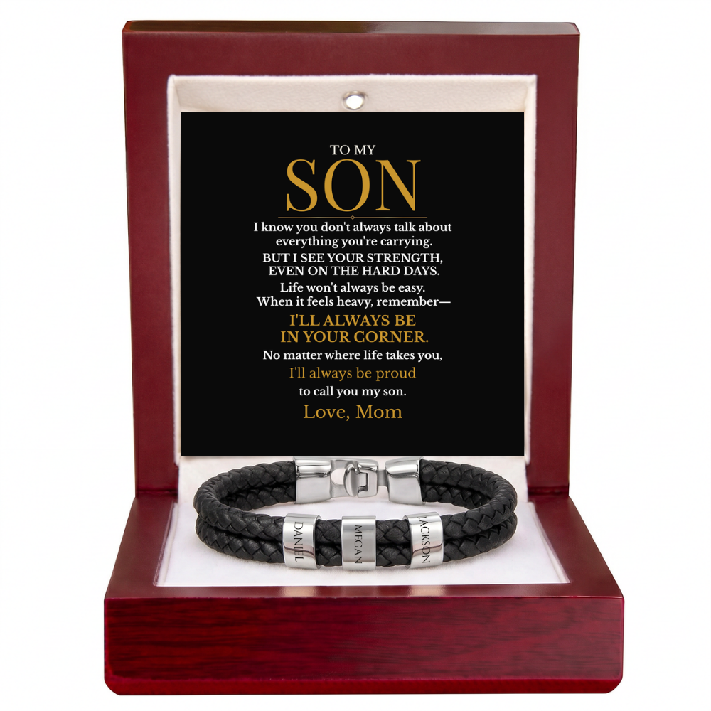 To My Son – Always in Your Corner Personalized Braided Bracelet