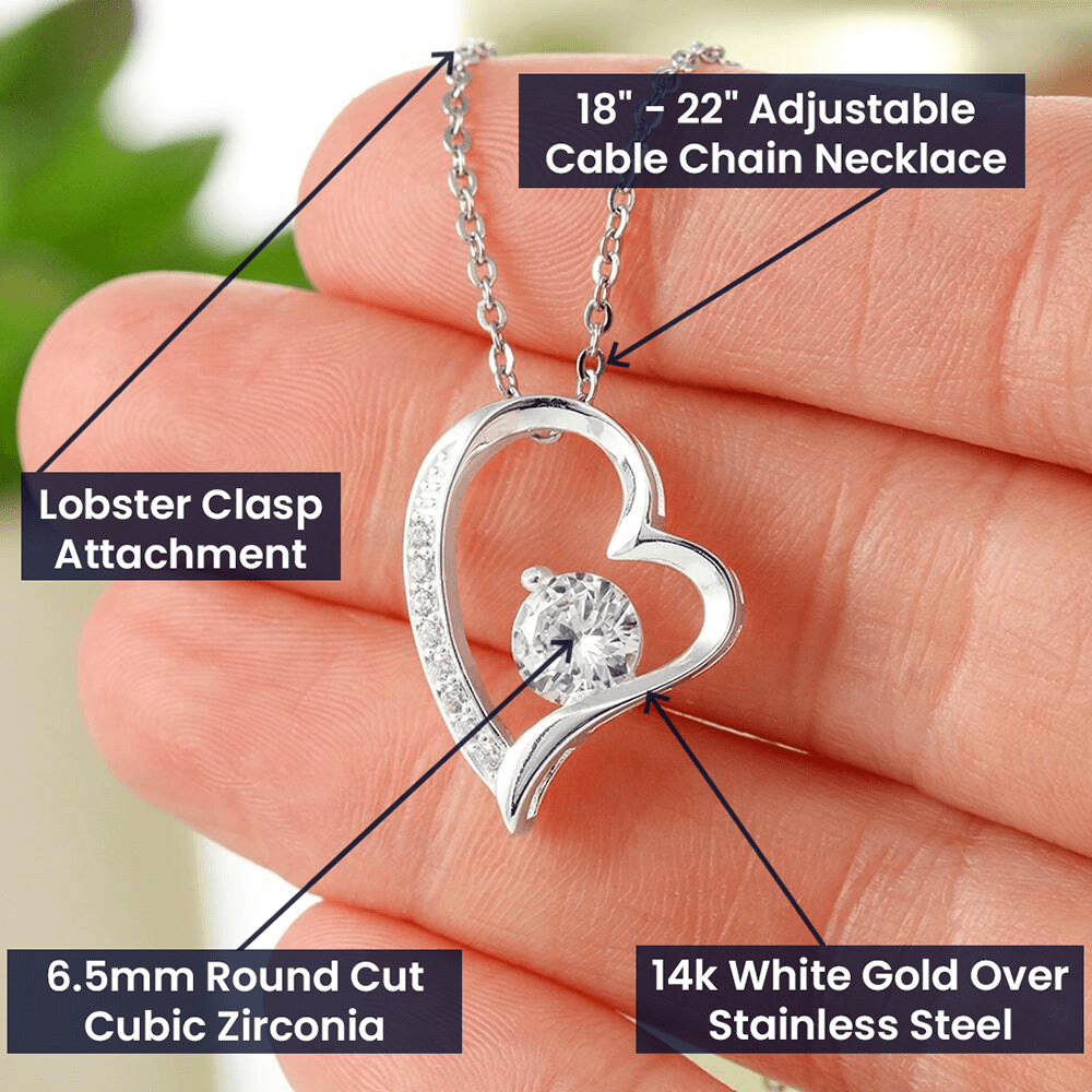 Custom Perfect Picture - Photo Upload- Forever Love Heart Necklace - 14k White Gold Finish