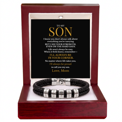 To My Son – Always in Your Corner Personalized Braided Bracelet