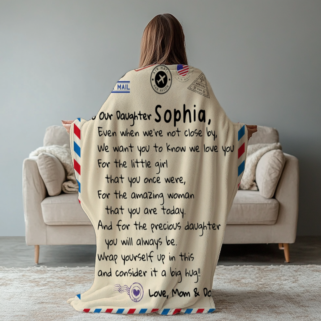 "Sweet Words" Letter To My Daughter- Personalized Fleece Blanket – 50×60