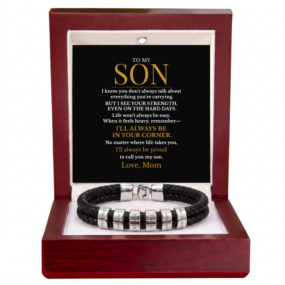 To My Son – Always in Your Corner Personalized Braided Bracelet