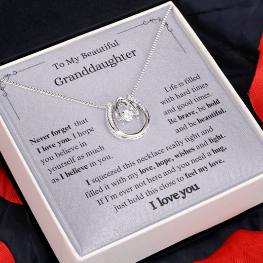 To My Granddaughter Necklace Gifts From Grandma  or Grandpa, Graduation Birthday Mothers DAY Pendant Jewelry with Message Card and Gift Box