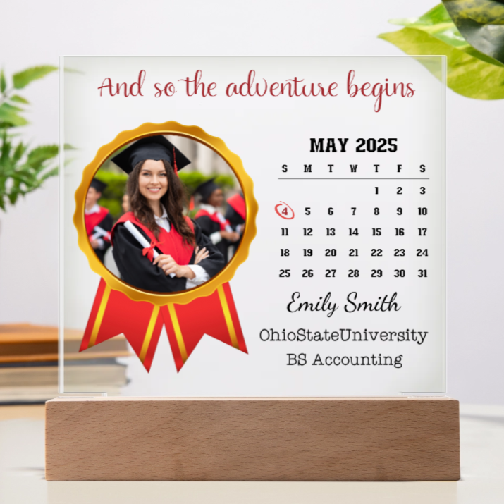 Graduation Gift For Her - Personalized Photo LED Light Acrylic Square Plaque