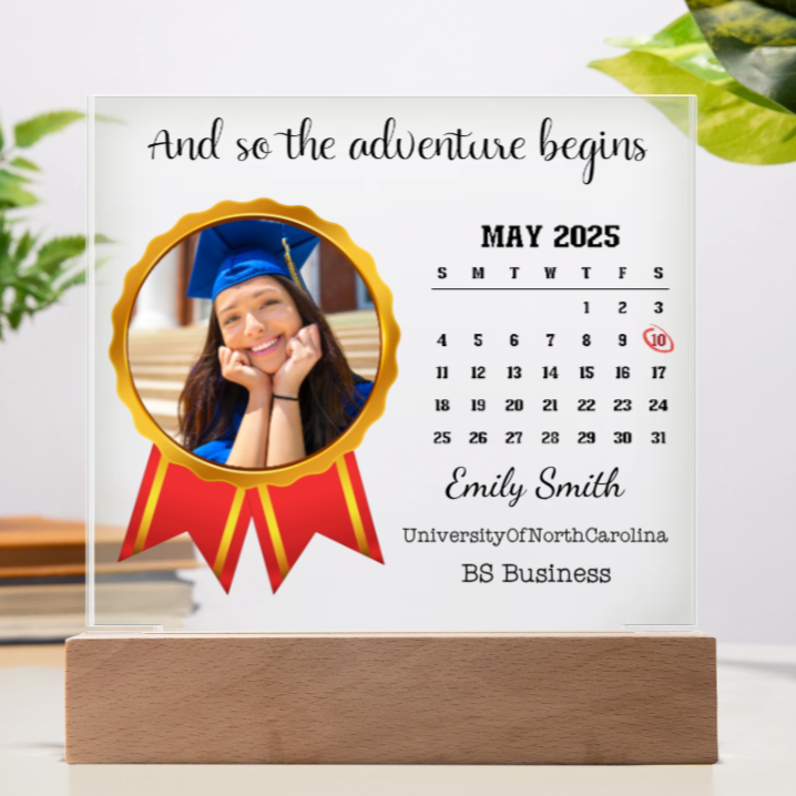 Graduation Gift For Her - Personalized Photo LED Light Acrylic Square Plaque