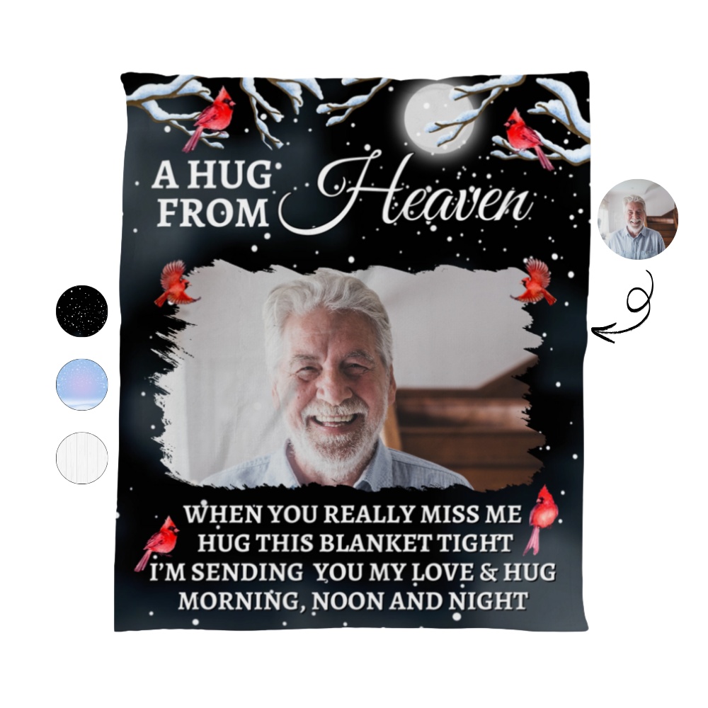 A Hug From Heaven | Personalized Photo Blanket | Gifts For Memorial | Fleece Blanket – 50×60