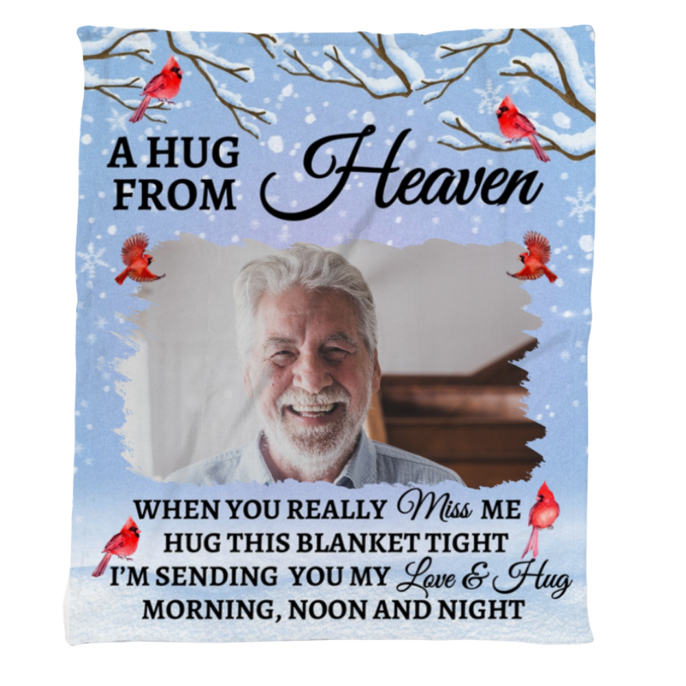 A Hug From Heaven | Personalized Photo Blanket | Gifts For Memorial | Fleece Blanket – 50×60