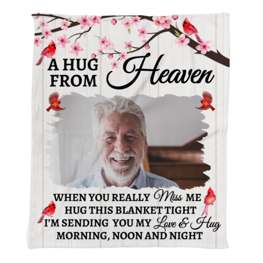 A Hug From Heaven | Personalized Photo Blanket | Gifts For Memorial | Fleece Blanket – 50×60