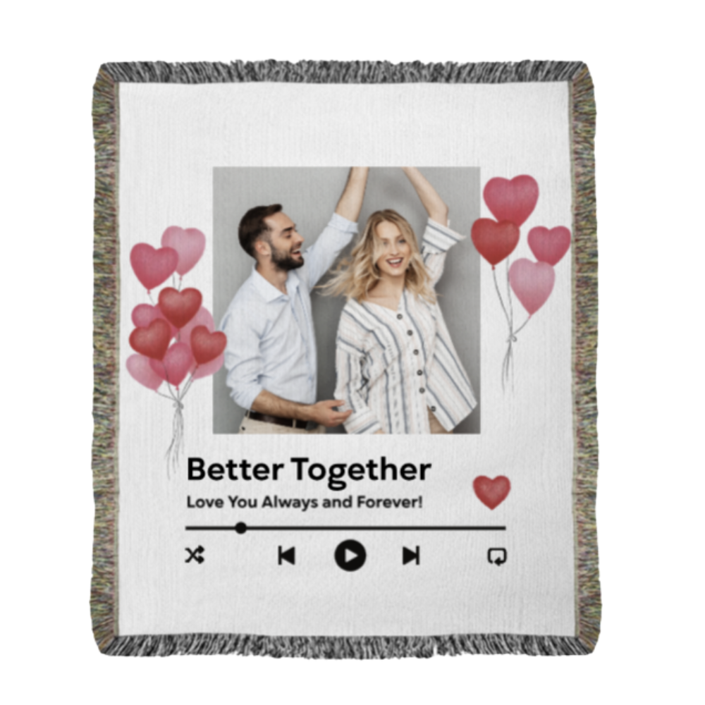 Love Story-Custom Photo- Favorite Song- Heirloom Woven Blanket