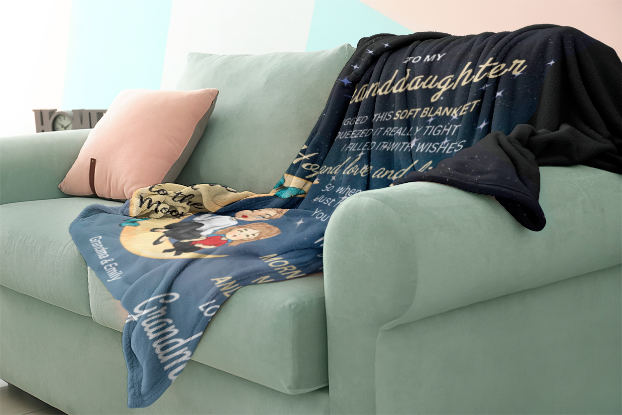Grandma Hugged This Soft Blanket - Gift For Granddaughter - Personalized Fleece Blanket– 50×60- Birthday, Christmas