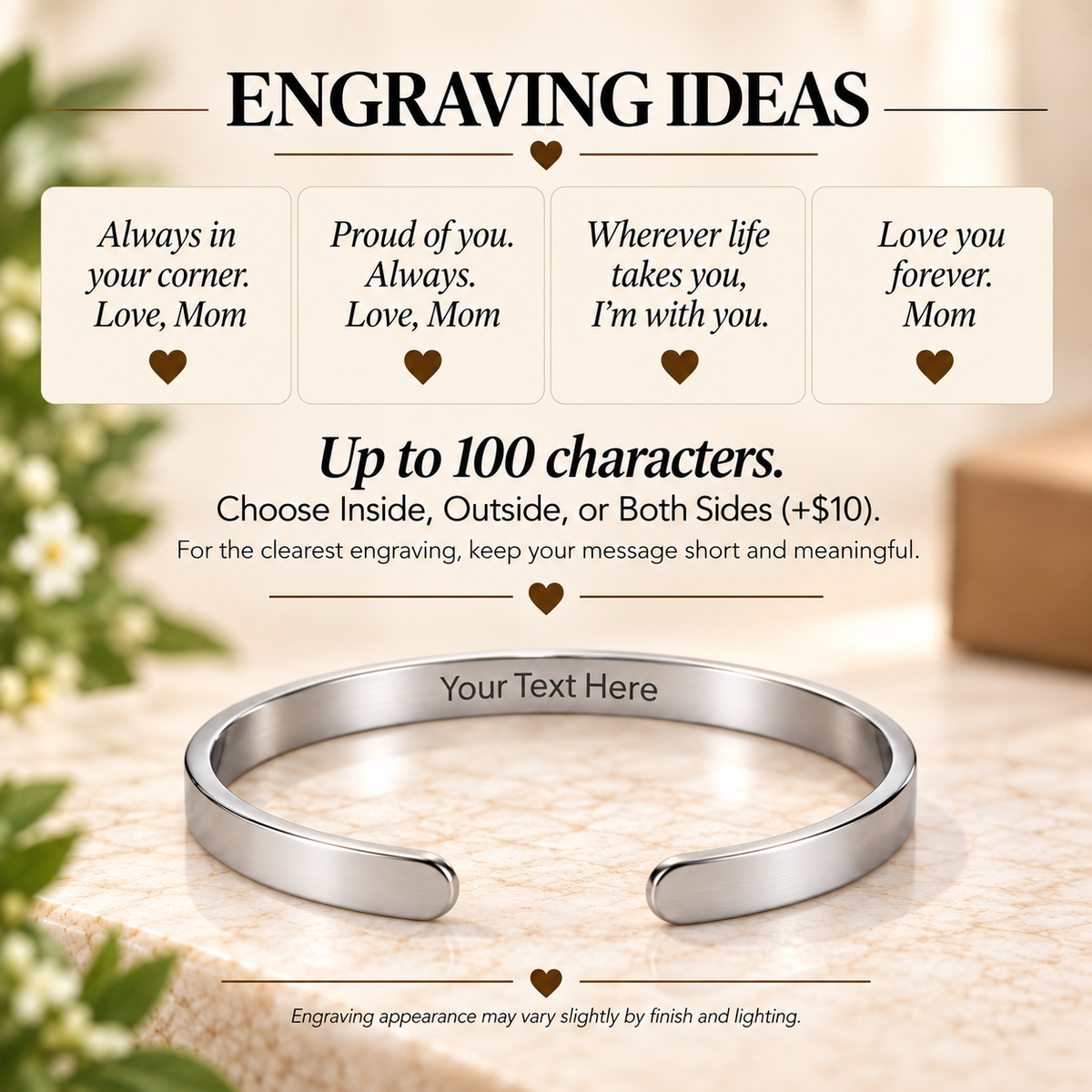 To My Son – Always in Your Corner Engraved Cuff Bracelet