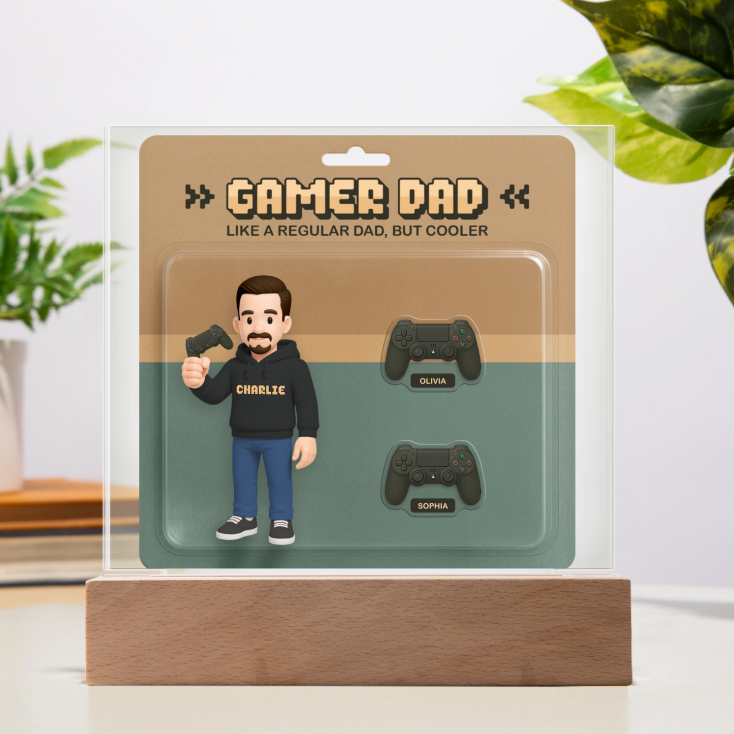 Custom Gamer Dad Acrylic Plaque – “Like a Regular Dad, But Cooler” – Personalized Gift from Kids, Father’s Day Gamer Gift