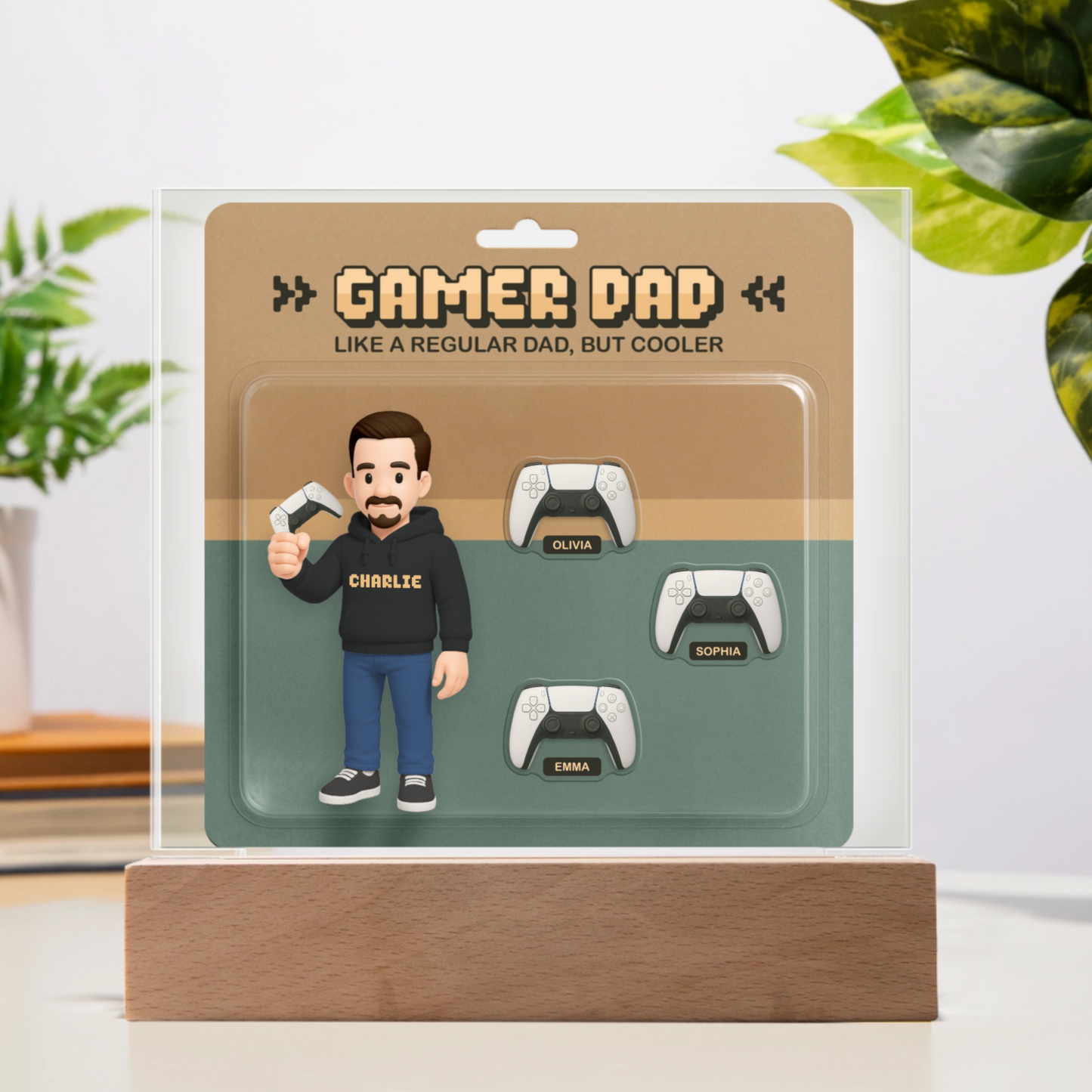 Custom Gamer Dad Acrylic Plaque – “Like a Regular Dad, But Cooler” – Personalized Gift from Kids, Father’s Day Gamer Gift