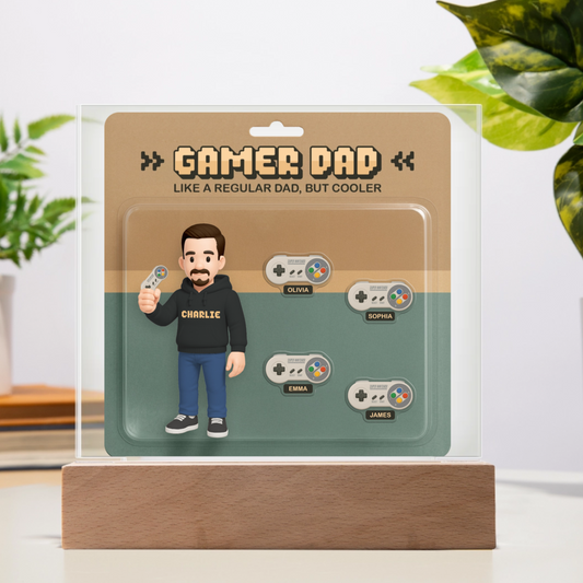 Custom Gamer Dad Acrylic Plaque – “Like a Regular Dad, But Cooler” – Personalized Gift from Kids, Father’s Day Gamer Gift