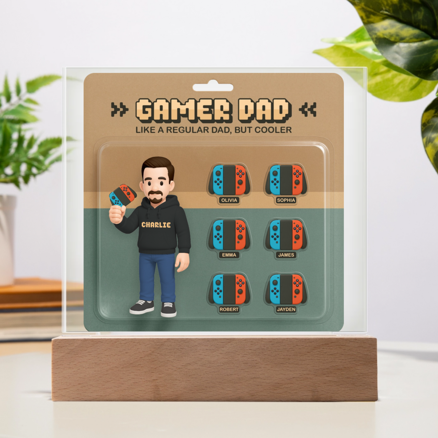 Custom Gamer Dad Acrylic Plaque – “Like a Regular Dad, But Cooler” – Personalized Gift from Kids, Father’s Day Gamer Gift